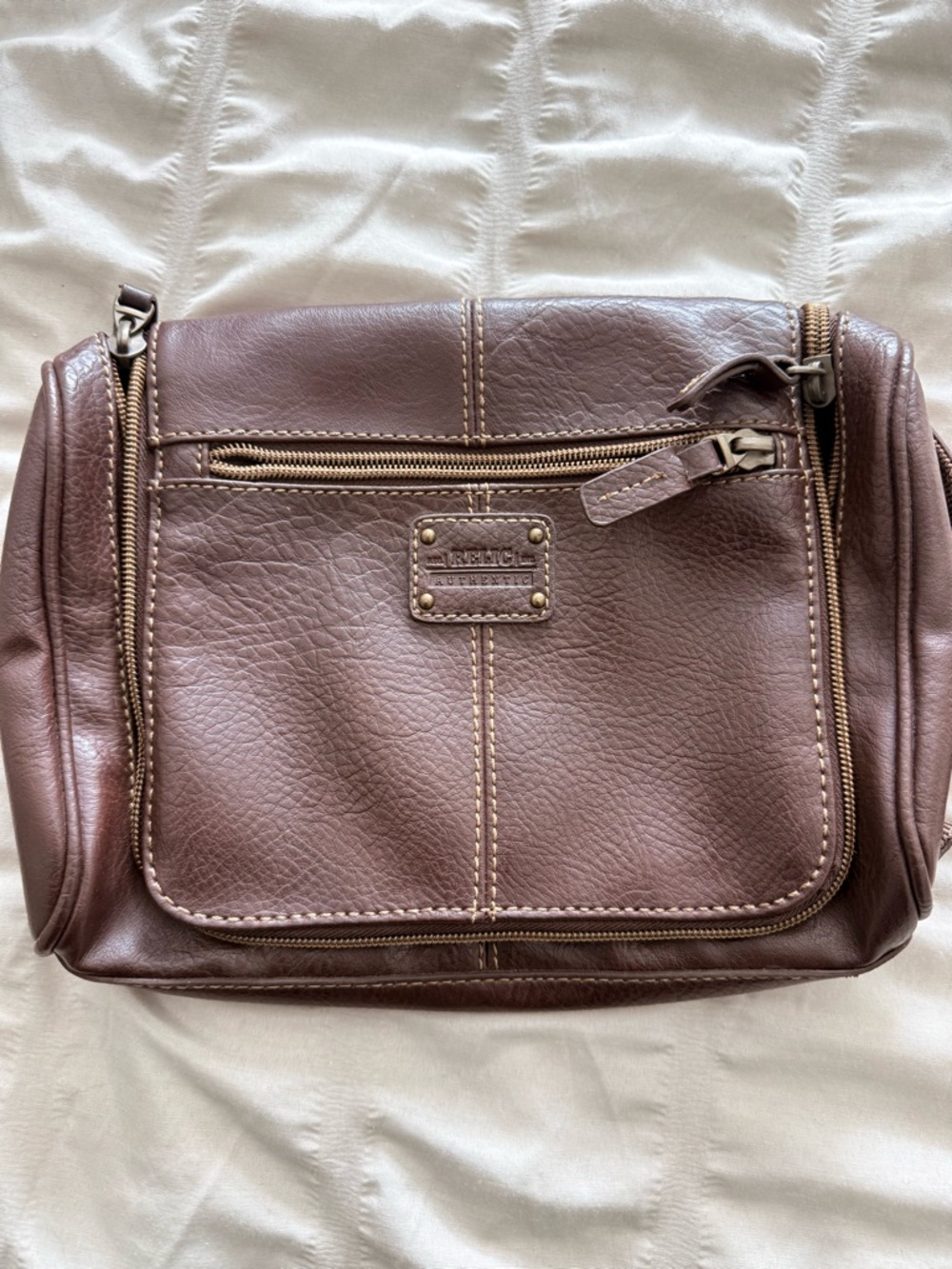 Fossil Chocolate Brown Leather wash bag